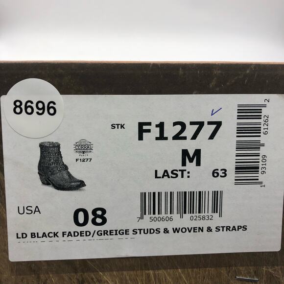 Corral Womens Faded/Greige Studs Woven & Straps Ankle Boots Multicolor Size 8 - Picture 11 of 11